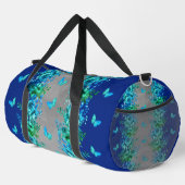 Blauer Schmetterlings-Dufflebag mit Blumenmuster Duffle Bag (Rechte Ecke)