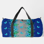 Blauer Schmetterlings-Dufflebag mit Blumenmuster Duffle Bag (Rückseite)