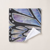 Blauer Schmetterlings-Flügel Badhandtuch Set (Waschlappen)