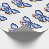 Blauer Schmetterlings-MattPackpapier, 30 in x 6 ft Geschenkpapier (Ecke)