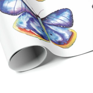 Blauer Schmetterlings-MattPackpapier, 30 in x 6 ft Geschenkpapier