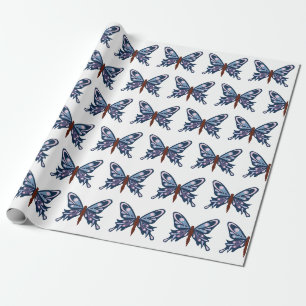 "Blauer Schmetterlings-" MattPackpapier Geschenkpapier