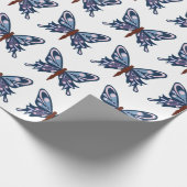 "Blauer Schmetterlings-" MattPackpapier Geschenkpapier (Ecke)