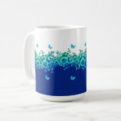 Blauer Schmetterlingsgarten Floral  Kaffeetasse (Vorderseite Links)