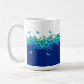 Blauer Schmetterlingsgarten Floral  Kaffeetasse (Links)