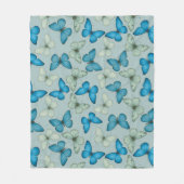 Blauer Schmetterlingsgarten Nahtloses Muster Fleecedecke (Vorderseite)