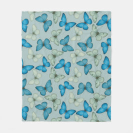 Blauer Schmetterlingsgarten Nahtloses Muster Fleecedecke