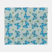 Blauer Schmetterlingsgarten Nahtloses Muster Fleecedecke (Vorderseite (Horizontal))