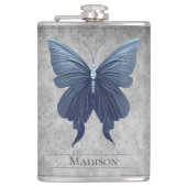 Blauer Schmetterlingskolben Flachmann (Vorderseite)