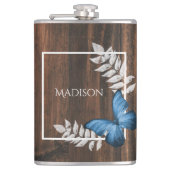 Blauer Schmetterlingskolben Flachmann (Vorderseite)