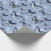 Blauer Schmetterlingsmuster-Geschenk Geschenkpapier (Ecke)