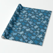 Blauer Schmetterlingsmuster Geschenkpapier (Ungerollt)