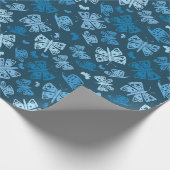 Blauer Schmetterlingsmuster Geschenkpapier (Ecke)