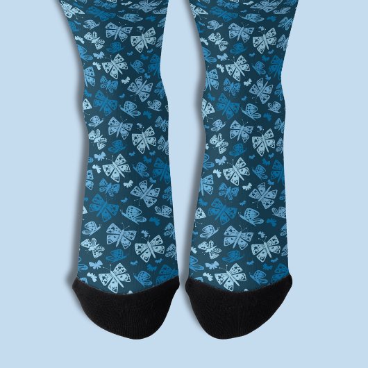 Blauer Schmetterlingsmuster Socken