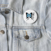 Blauer Schmetterlingsschattenmonogramm Button (Beispiel)