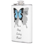 Blauer Schmetterlingsschattenmonogramm Flachmann (Links)