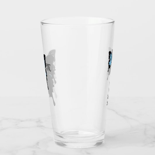 Blauer Schmetterlingsschattenmonogramm Glas (Rechts)