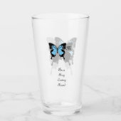 Blauer Schmetterlingsschattenmonogramm Glas (Vorderseite)