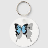 Blauer Schmetterlingsschattenmonogramm Schlüsselanhänger (Vorderseite)