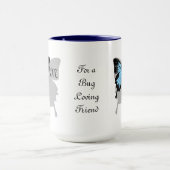 Blauer Schmetterlingsschattenmonogramm Tasse (Zentrum)