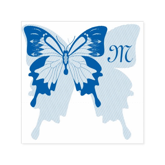 Blauer Schmetterlingsschattenschatten, Monogramm-G Permastempel (Design)