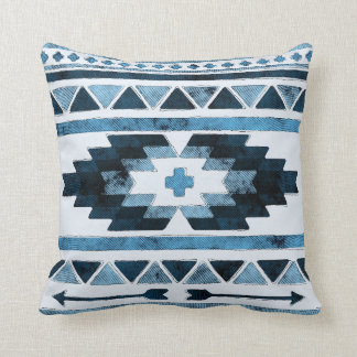 Blauer Schmutz-Azteke Stammes- Kissen