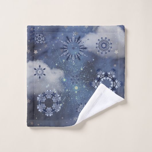 Blauer Schnee Badhandtuch Set (Waschlappen)