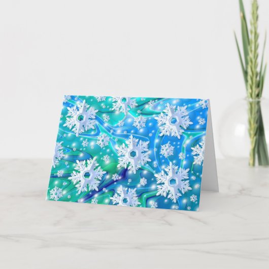 Blauer Schnee Feiertagskarte (Vorderseite)