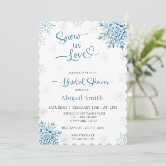 BLAUER SCHNEE IM BRAUTPARTY LIEBE EINLADUNG (Stehend Vorderseite)