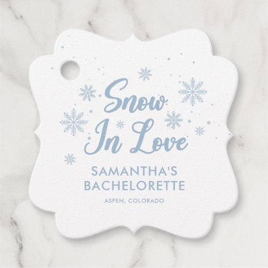 Blauer Schnee in der Liebe Winterski Bachelorette Geschenkanhänger (Vorderseite)
