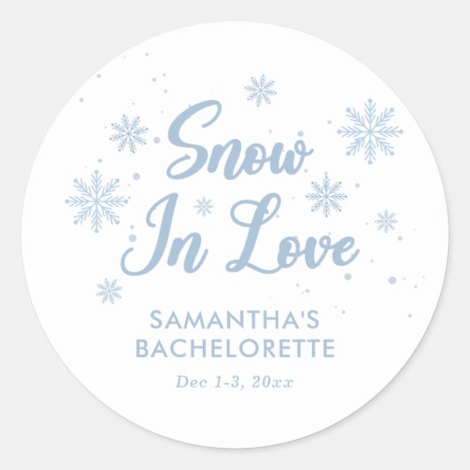 Blauer Schnee in Liebe Winter Bachelorette Runder Aufkleber (Vorderseite)