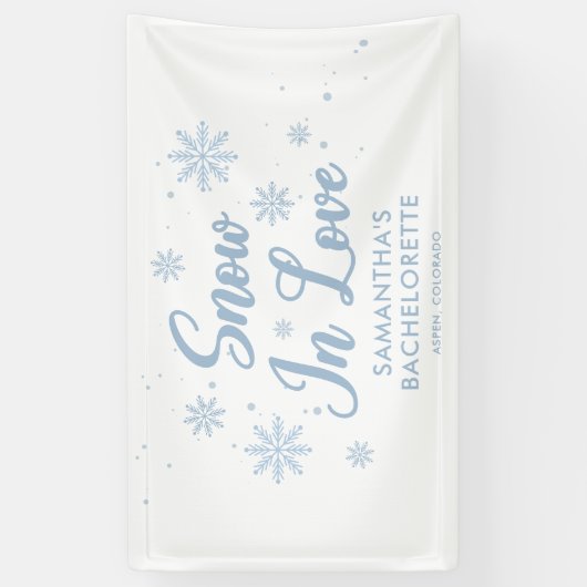 Blauer Schnee in Liebe Winterski Bachelorette Banner (Vertikal)
