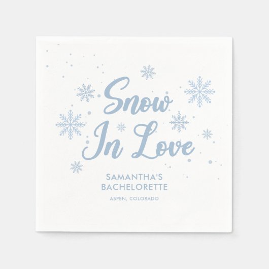Blauer Schnee in Liebe Winterski Bachelorette Serviette (Vorderseite)