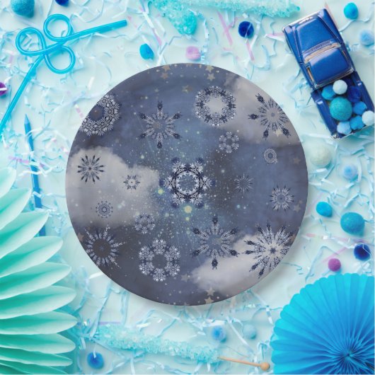 Blauer Schnee Pappteller (Party)