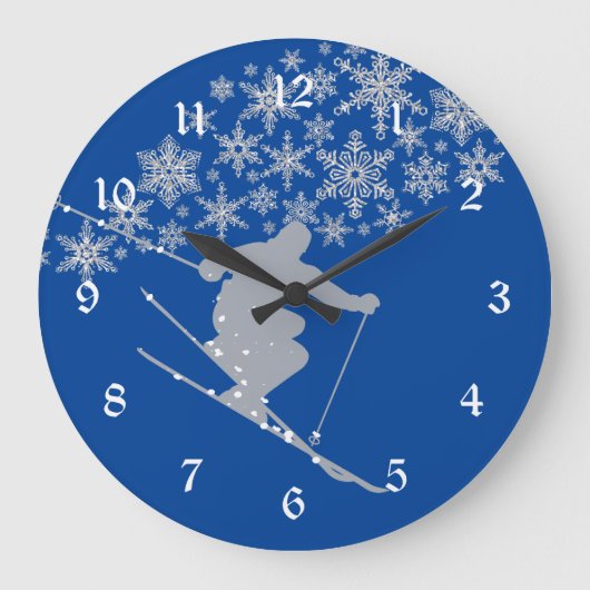 Blauer Schnee-Ski Colorados Große Wanduhr (Vorderseite)