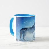 Blauer Schnee-Wolf-kombinierte Tasse (Vorderseite Links)