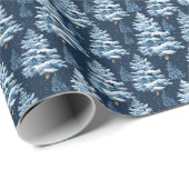 Blauer Schneebaum Weihnachtsfest Winter gekachelt Geschenkpapier (Rolleneckpunkt)
