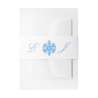 Blauer Schneeblume Winterhochzeit Einladungsbanderole