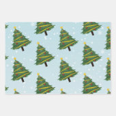 Blauer Schneefall Frohe Weihnachtsbeleuchtung, Bär Geschenkpapier Set (Vorderseite 2)