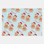 Blauer Schneefall Frohe Weihnachtsbeleuchtung, Bär Geschenkpapier Set (Vorderseite)