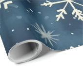 Blauer Schneefall Weihnachten Geschenkpapier (Rolleneckpunkt)