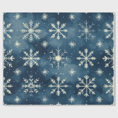Blauer Schneefall Weihnachten Geschenkpapier (Flach)