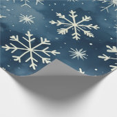 Blauer Schneefall Weihnachten Geschenkpapier (Ecke)