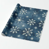 Blauer Schneefall Weihnachten Geschenkpapier (Ungerollt)