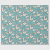 Blauer Schneefarben Wasserfarbe Handgestrichen Geschenkpapier (Flach)