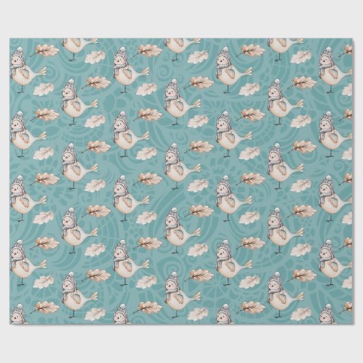 Blauer Schneefarben Wasserfarbe Handgestrichen Geschenkpapier (Flach)