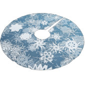 Blauer Schneeflocke-Baum-Rock Polyester Weihnachtsbaumdecke (Schrägansicht)
