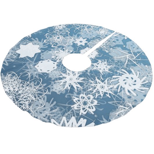 Blauer Schneeflocke-Baum-Rock Polyester Weihnachtsbaumdecke (Schrägansicht)