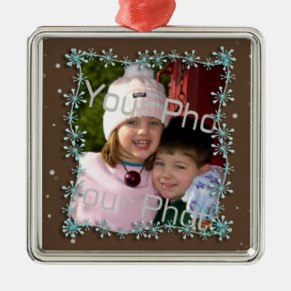 Blauer Schneeflocke-Rahmen Ornament Aus Metall