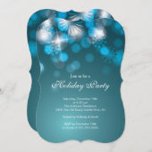 Blauer Schneeflocken & Bokeh Lights - Einladung (Vorne/Hinten)